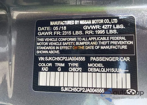 2018 Infiniti Qx30 Luxe из США, поврежденный, VIN SJKCH5CP2JA004555